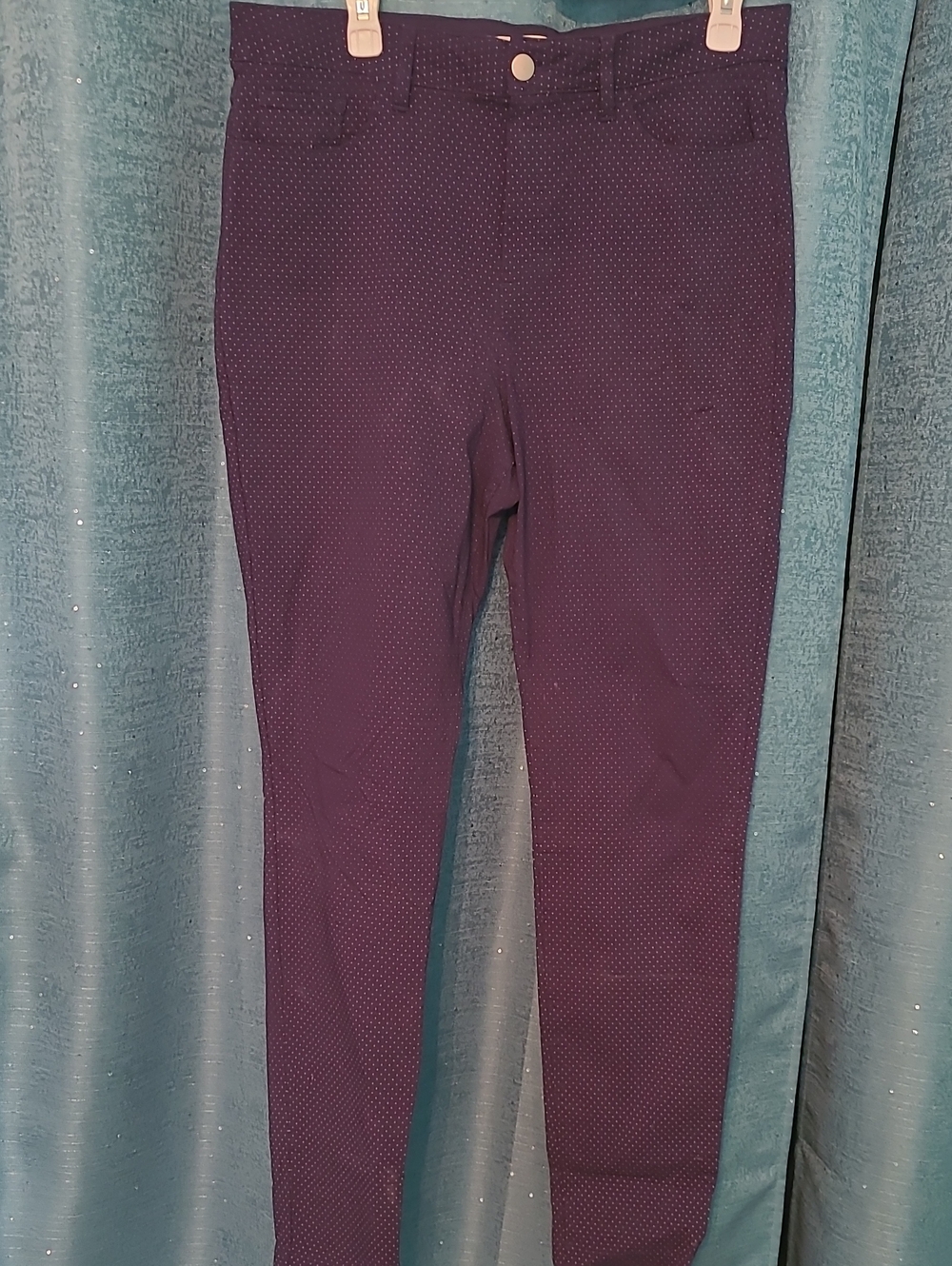 Slim Fit Blue Polka Dot Skinny Stretch Pants